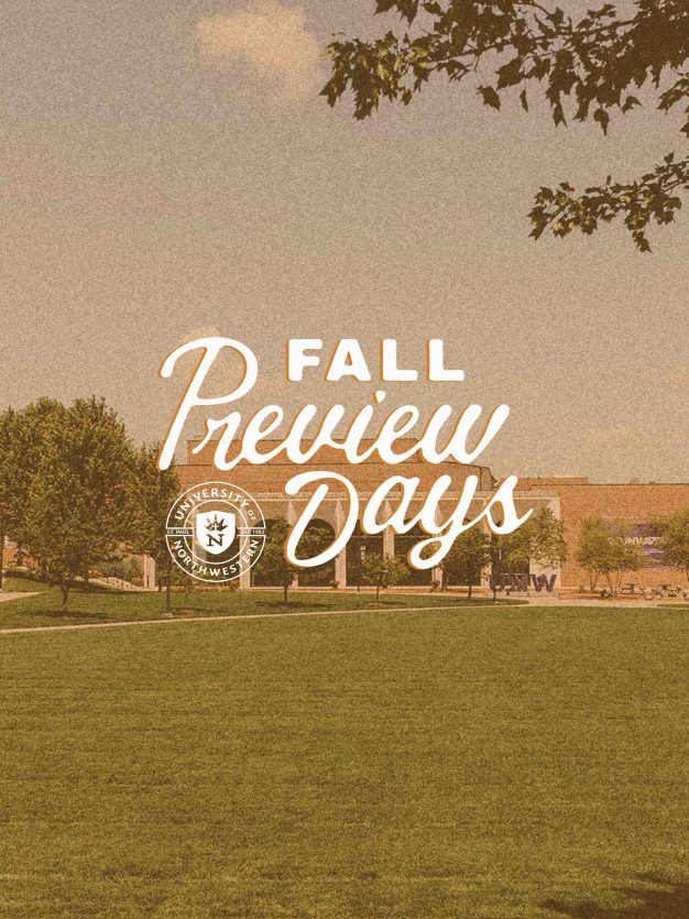 Fall Preview Days text with a campus image in the background.