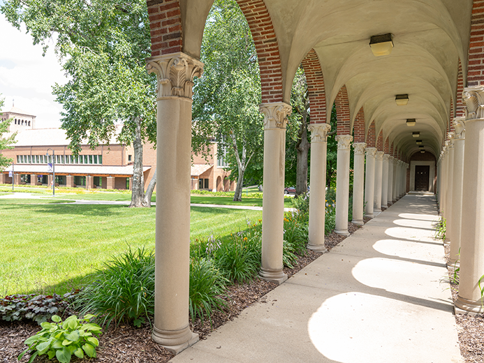 Campus image of pillars.