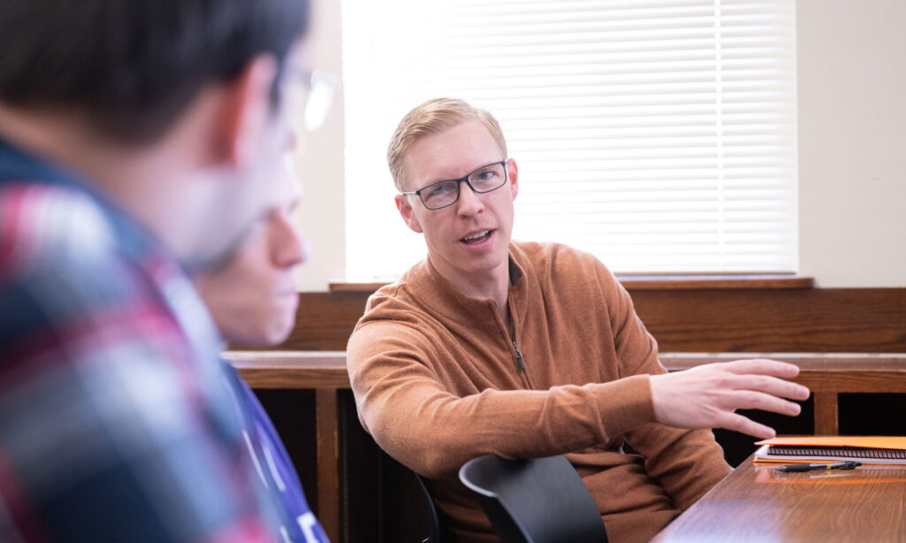 Adult student in classroom.