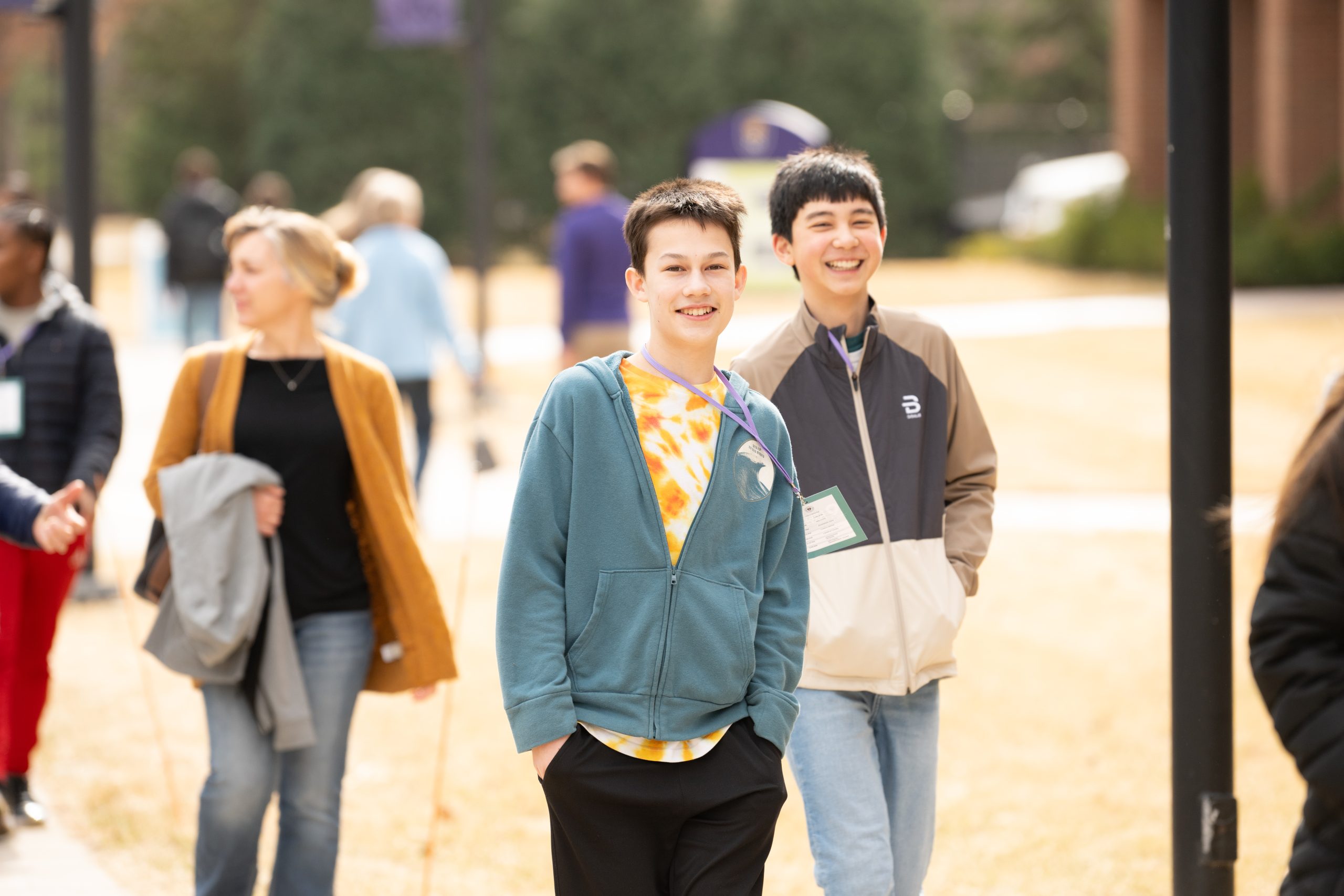 Prospective students walking on campus for a tour