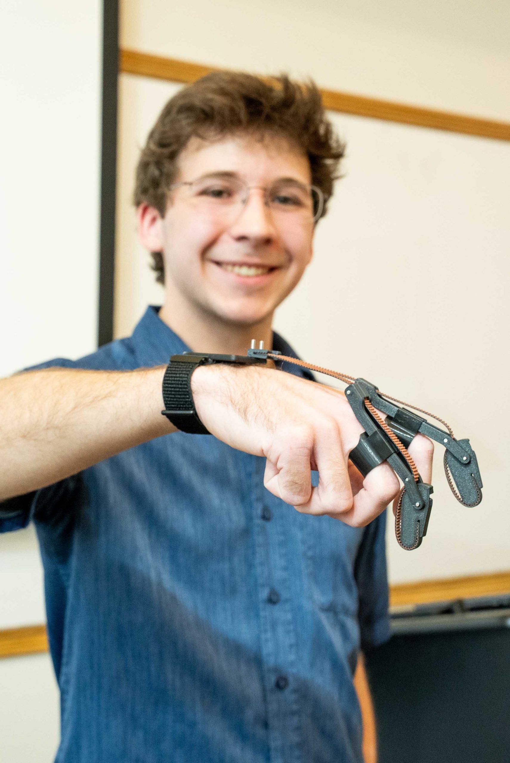 Mechanical engineering prosthetic finger prototype.